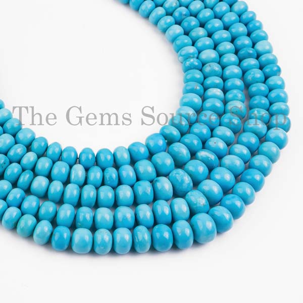IGI Certified Sleeping Beauty Turquoise Necklace, Turquoise Rondelle Necklace, Gemstone Beaded Necklace