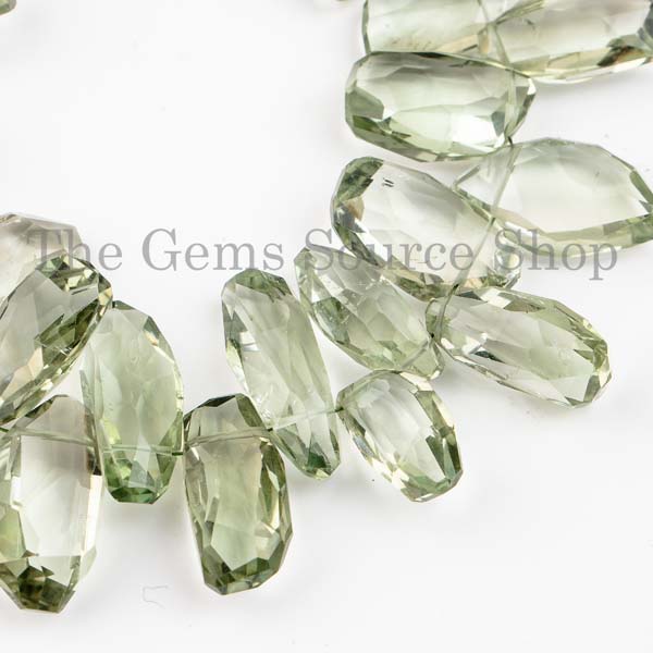 Green Amethyst Faceted Nuggets Beads, Amethyst Gemstone Beads, Faceted Fancy Beads,