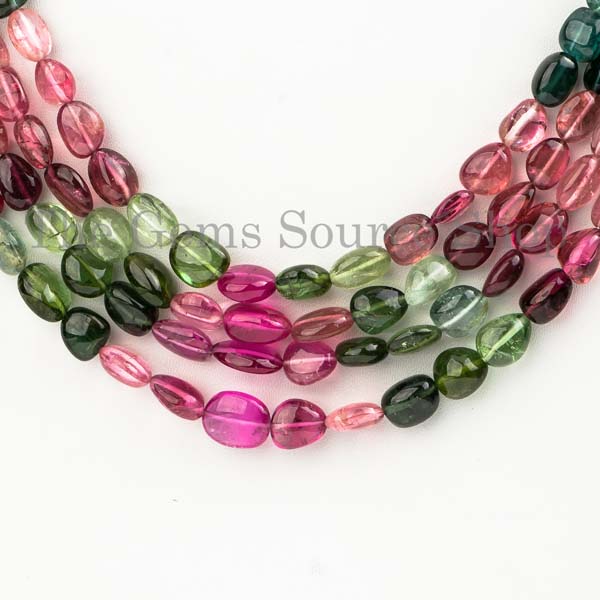 Multi Tourmaline Necklace, Smooth Nugget Beads, Gemstone Necklace,