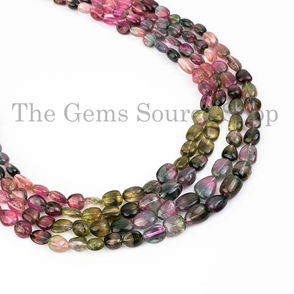 Natural Multi Tourmaline Smooth Nugget Necklace, Top Quality Tourmaline Nuggets Necklace, Nugget Necklace, Gift For Her