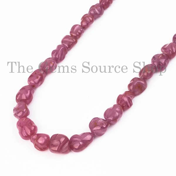 Natural Ruby Gemstone Necklace, Ruby Nuggets Necklace, Beaded Necklace