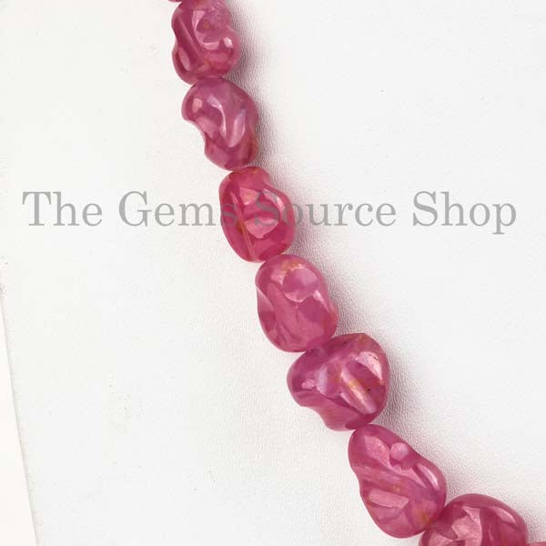 Natural Ruby Gemstone Necklace, Ruby Nuggets Necklace, Beaded Necklace
