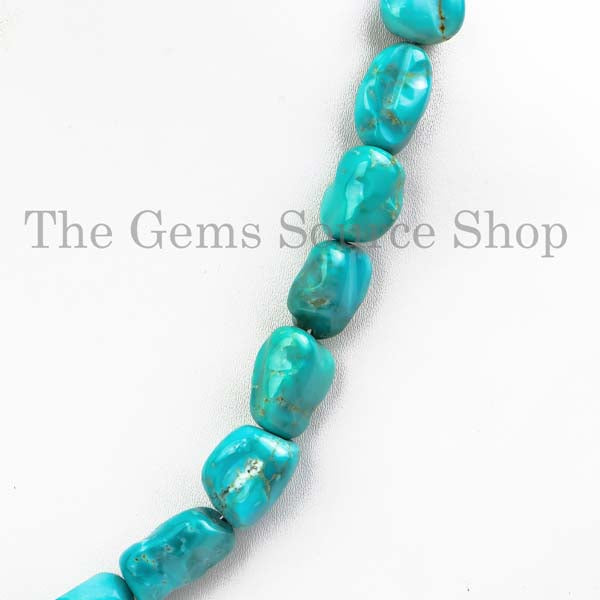 Natural Turquoise Necklace, Smooth Nugget Necklace, Gemstone Necklace