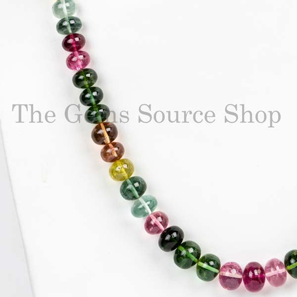 Multi Tourmaline Smooth Necklace, Natural Tourmaline Necklace, Gemstone Necklace, Rondelle Necklace, Necklace Jewelry, Gifts