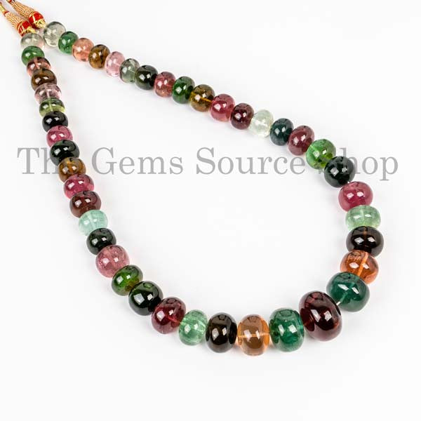 Super Top Quality Multi Tourmaline Smooth Necklace, Natural Gemstone Necklace, Tourmaline Rondelle Necklace, Multi Tourmaline Necklace