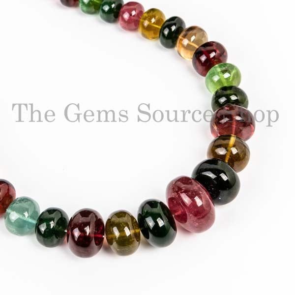 AAA Quality Precious Natural Multi Tourmaline Rondelle Shape Beads Necklace, Gemstone Jewelry