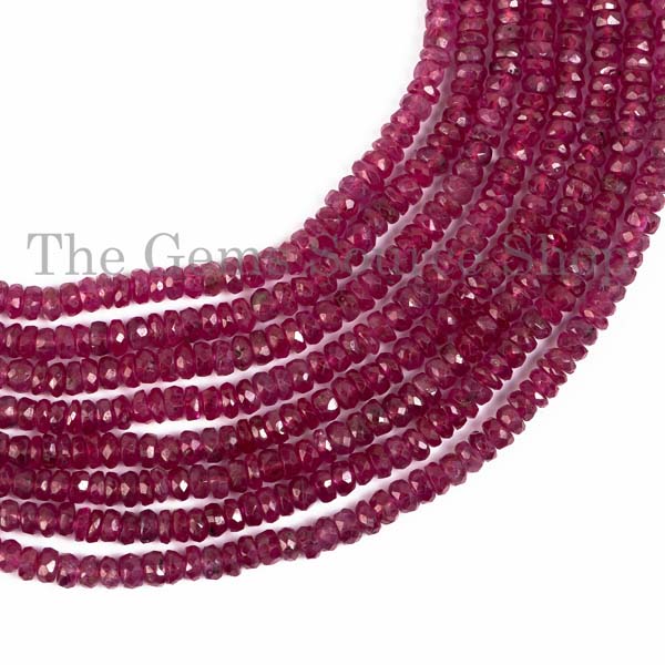 Unheated Burma Ruby Necklace, Natural Burma Ruby Faceted Rondelle Necklace, Rondelle Necklace, AAA Quality Ruby Beads, Burma Ruby Necklace