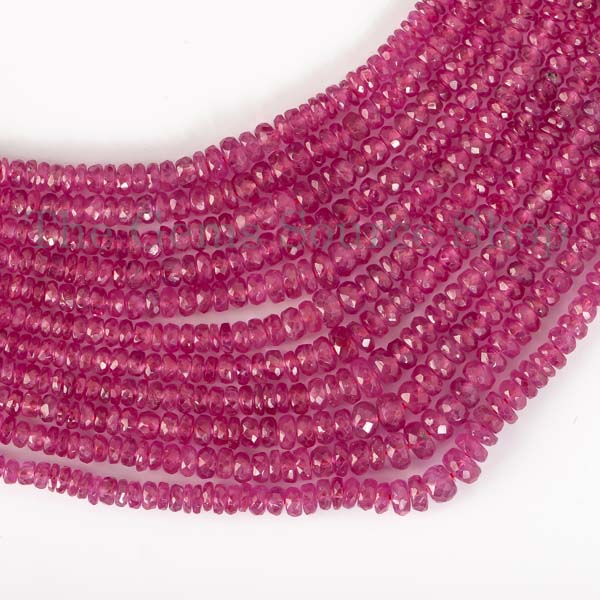 Extremely Rare Unheated Precious Burma Ruby Necklace, Faceted Rondelle Necklace, Gemstone Beaded Necklace