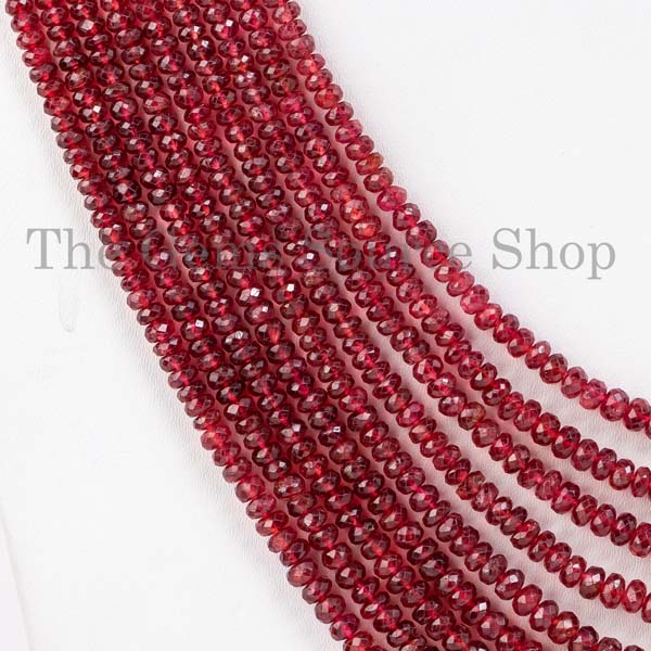 Natural Unheated Burma Red Spinel Faceted Rondelle Necklace, Gemstone Necklace, Beaded Layering Necklace