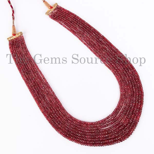 Natural Unheated Burma Red Spinel Faceted Rondelle Necklace, Gemstone Necklace, Beaded Layering Necklace