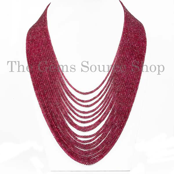 Unheated Burma Spinel Rondelle Necklace, Red Spinel Faceted Rondelle Necklace, Burma Spinel Rondelle Necklace,