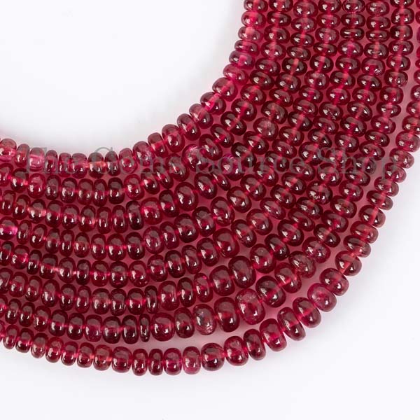 Unheated Burma Red Spinel Rondelle Necklace, Natural Burma Spinel Smooth Necklace, Gemstone Necklace, Beaded Necklace