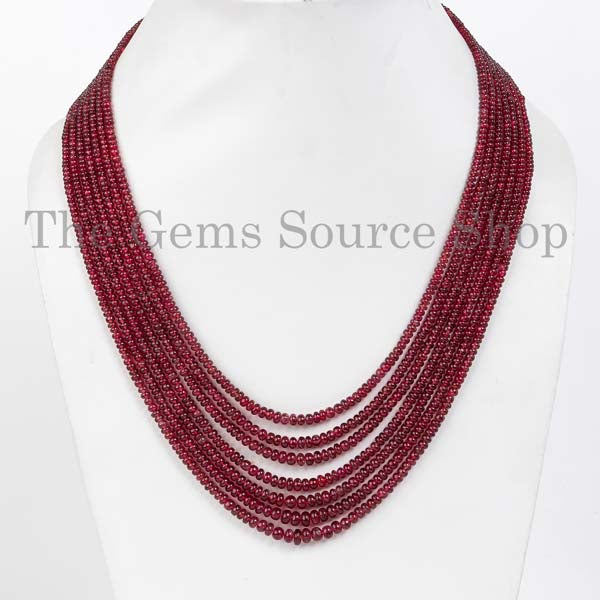 Burma Red Spinel Necklace, AAA Quality Gemstone Necklace, Natural Unheated Burma Red Spinel Rondelle, Layering Necklace