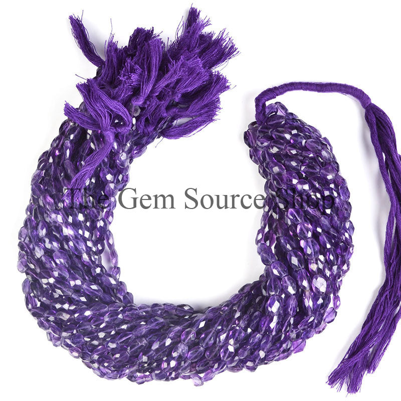 Amethyst Faceted Oval Shape Gemstone Beads TGS-0001