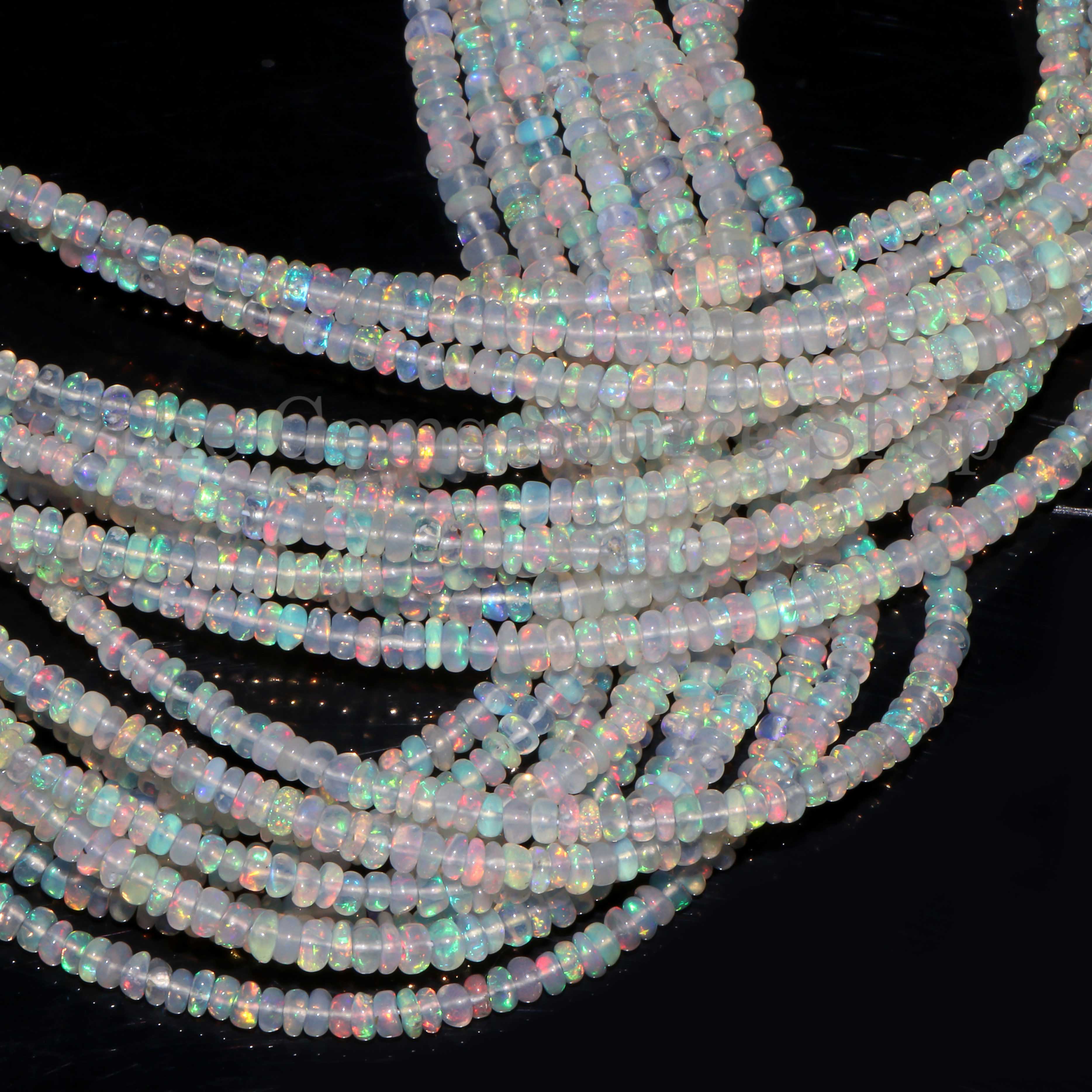 Ethiopian Opal Rondelle, 2.75-4.5MM Ethiopian Welo Opal Beads