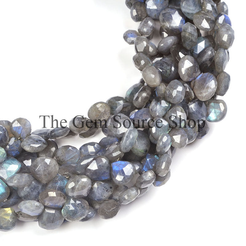 Labradorite Faceted Side Drill Heart Shape Beads TGS-0009