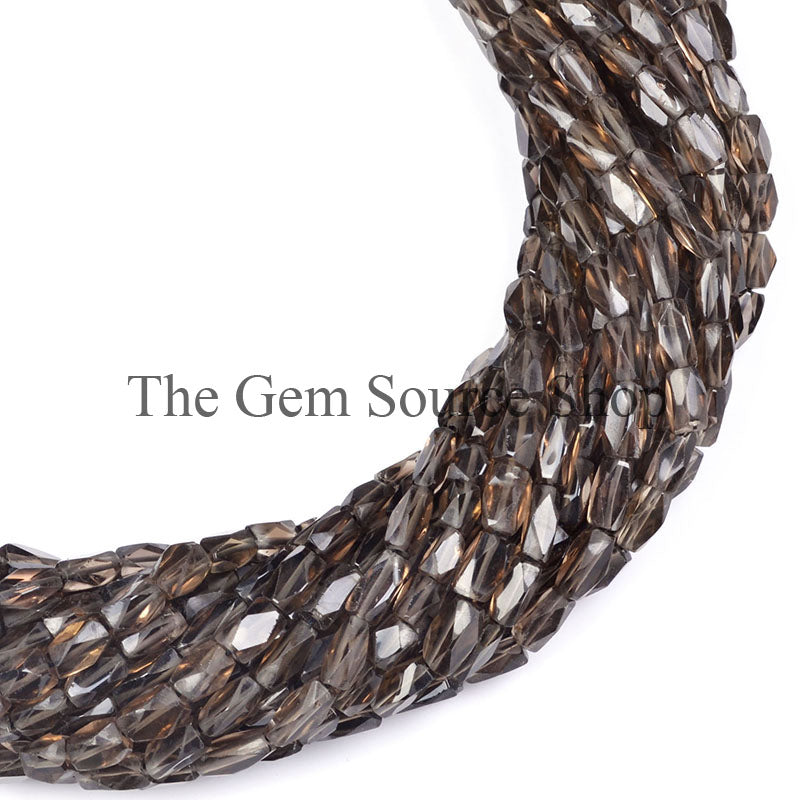 Smoky Quartz Faceted Long Square Beads TGS-0024