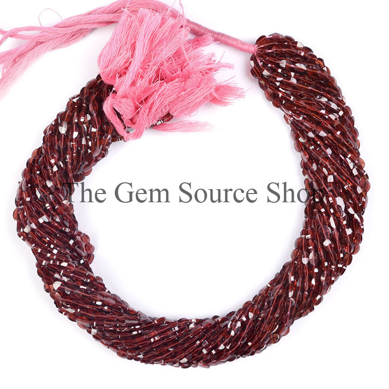 Garnet Faceted Oval Shape Gemstone Beads tgs-0027