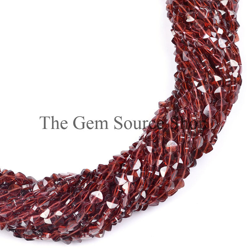 4-5MM Garnet Faceted Cushion Shape Gemstone Beads tgs-0028