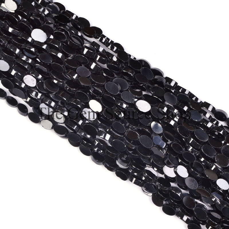 4X6-5X7MM Black Spinel Smooth oval Shape Gemstone Beads TGS-0030