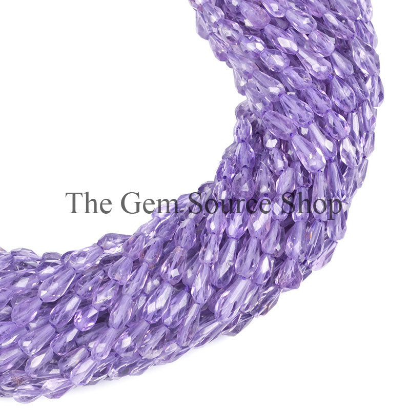 4X7-6X9MM Amethyst Faceted Drop Shape Straight Drill Beads TGS-0041