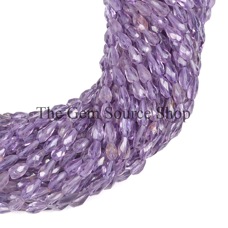 4X6-5X8 MM Amethyst Faceted Drop Shape Straight Drill Beads TGS-0049