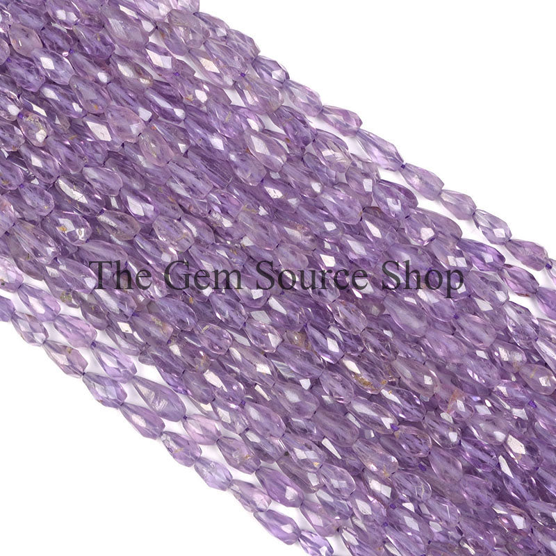 4X6-5X8 MM Amethyst Faceted Drop Shape Straight Drill Beads TGS-0049