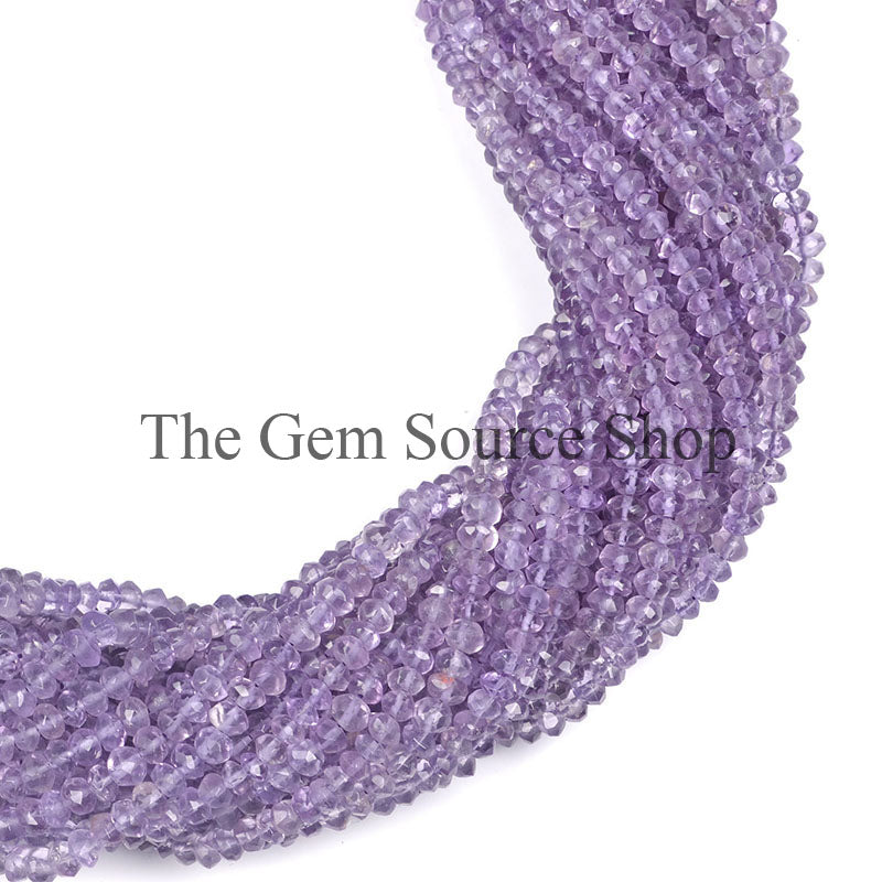 4-5mm Amethyst Beads, Amethyst Faceted Beads, Amethyst Rondelle Beads, Gemstone Beads