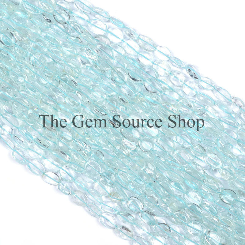 Aquamarine Beads, Smooth Oval Beads, Plain Aquamarine Beads, Gemstone Beads