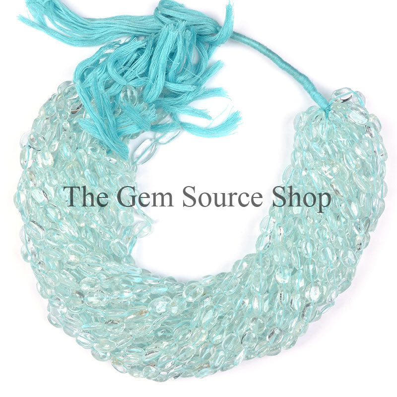 Aquamarine Beads, Smooth Oval Beads, Plain Aquamarine Beads, Gemstone Beads