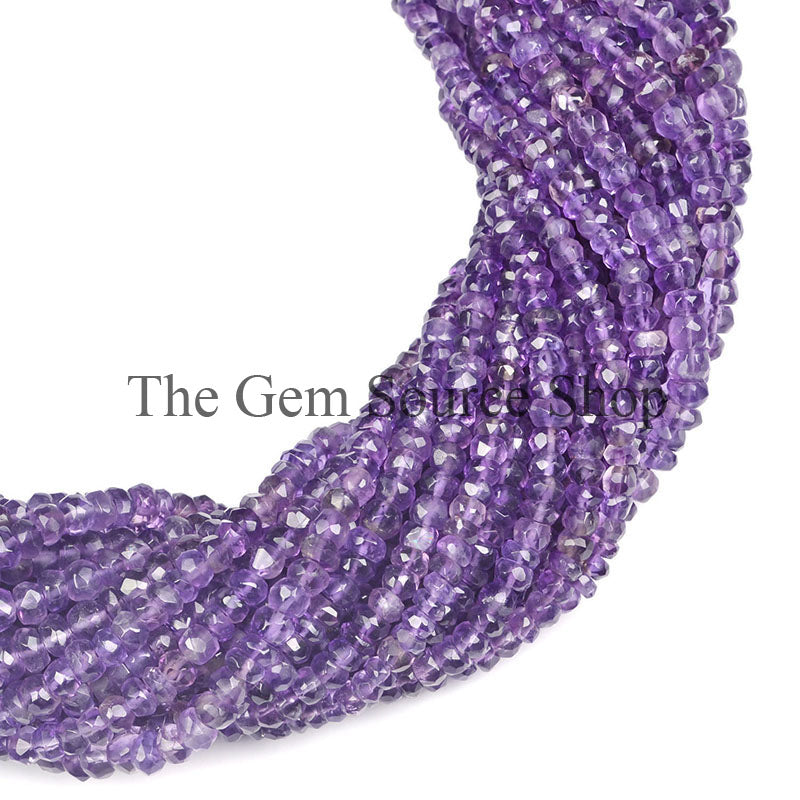 3.50-4 MM Purple Amethyst Rondelle Shape Gemstone Beads TGS-0053