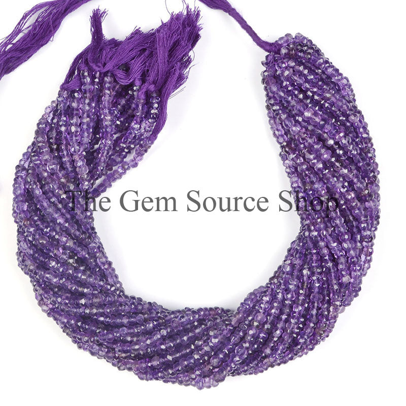 3.50-4 MM Purple Amethyst Rondelle Shape Gemstone Beads TGS-0053