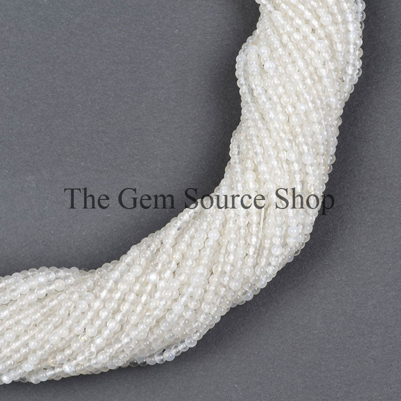 2-2.50mm White Moonstone Smooth Round Shape Beads TGS-0059