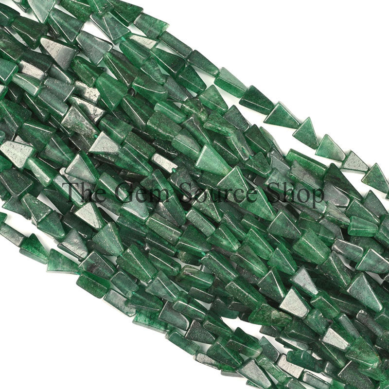 Green Aventurine Beads, Smooth Trillion Beads, Plain Aventurine Beads, Gemstone Beads