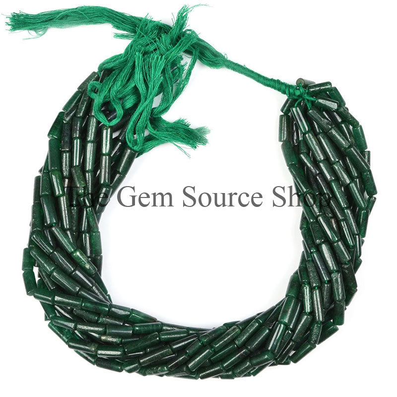 5X12-6X15MM Green Aventurine Smooth Pipe Shape Beads TGS-0069