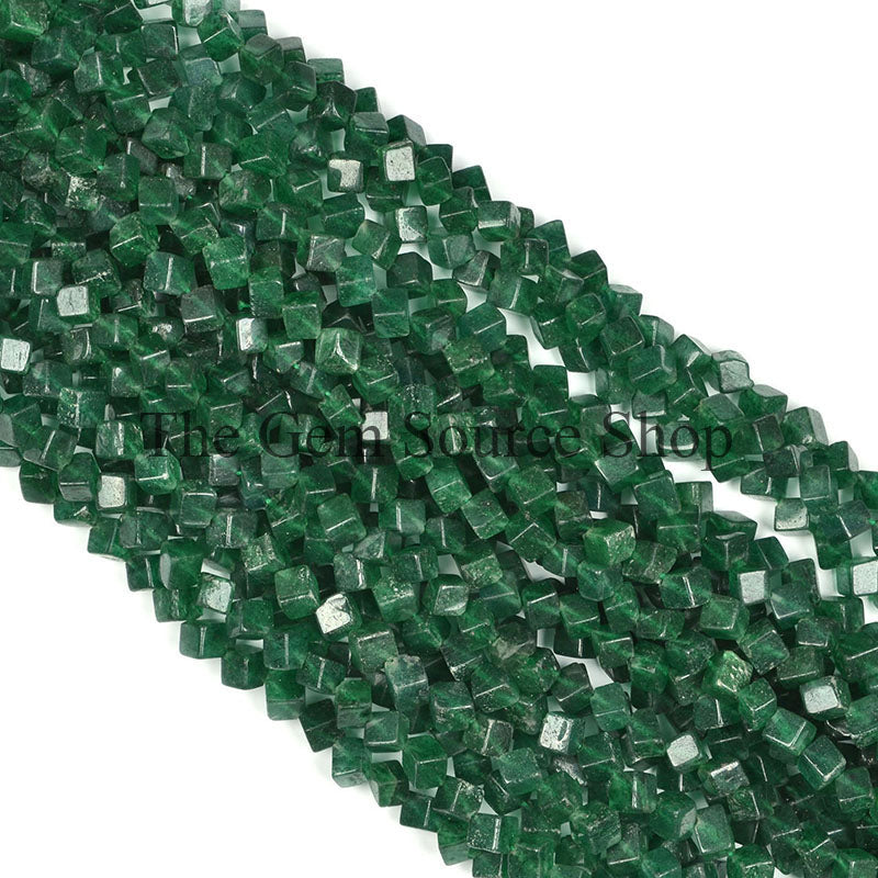5-8MM Green Aventurine Smooth Cube Shape Beads TGS-0073