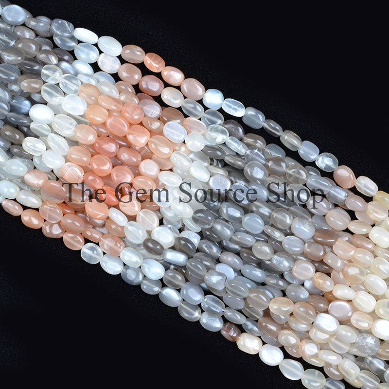 7X9-8X10MM Multi Moonstone Smooth Oval Shape Beads TGS-0076
