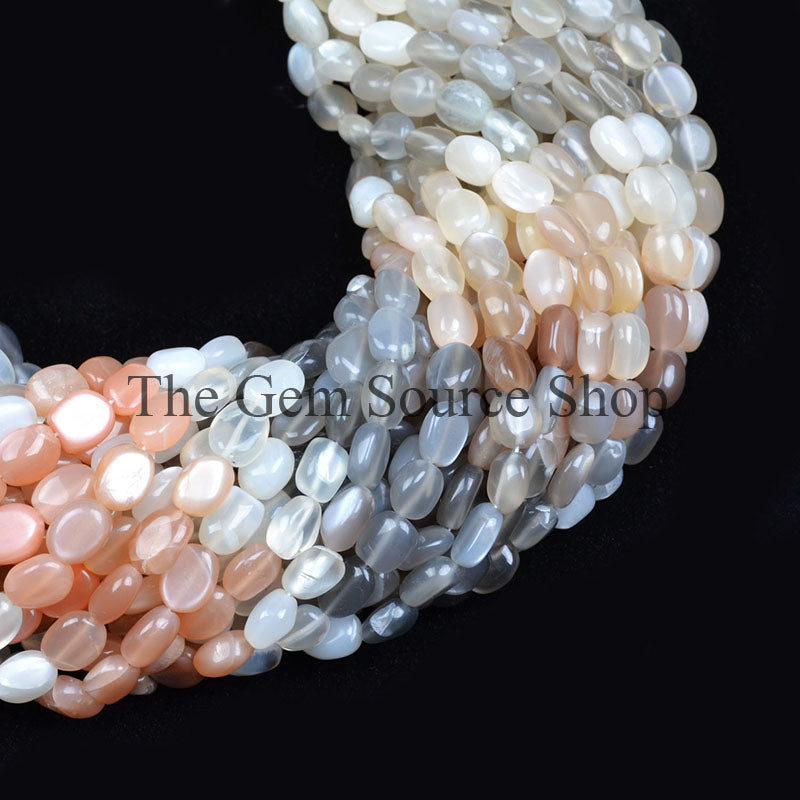 7X9-8X10MM Multi Moonstone Smooth Oval Shape Beads TGS-0076