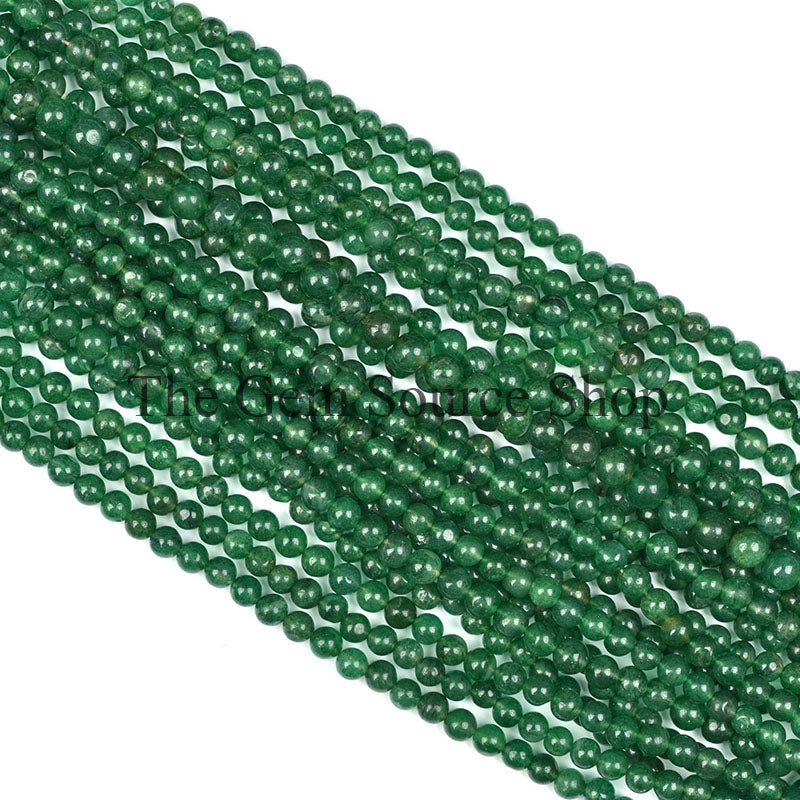 Green Aventurine Beads, Plain Round Beads, Smooth Aventurine Beads, Gemstone Beads