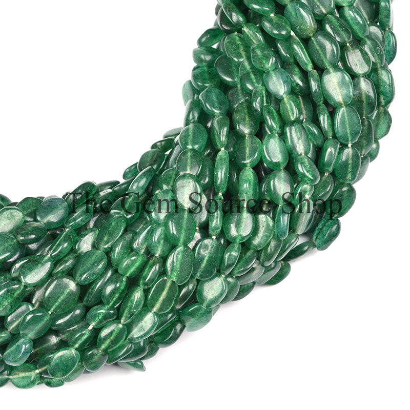 Green Aventurine Smooth Oval Shape Gemstone Beads