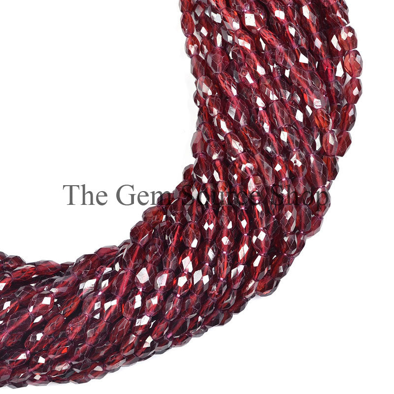 Garnet Beads, Garnet Oval Shape Beads, Garnet Faceted Beads, Garnet Gemstone Beads