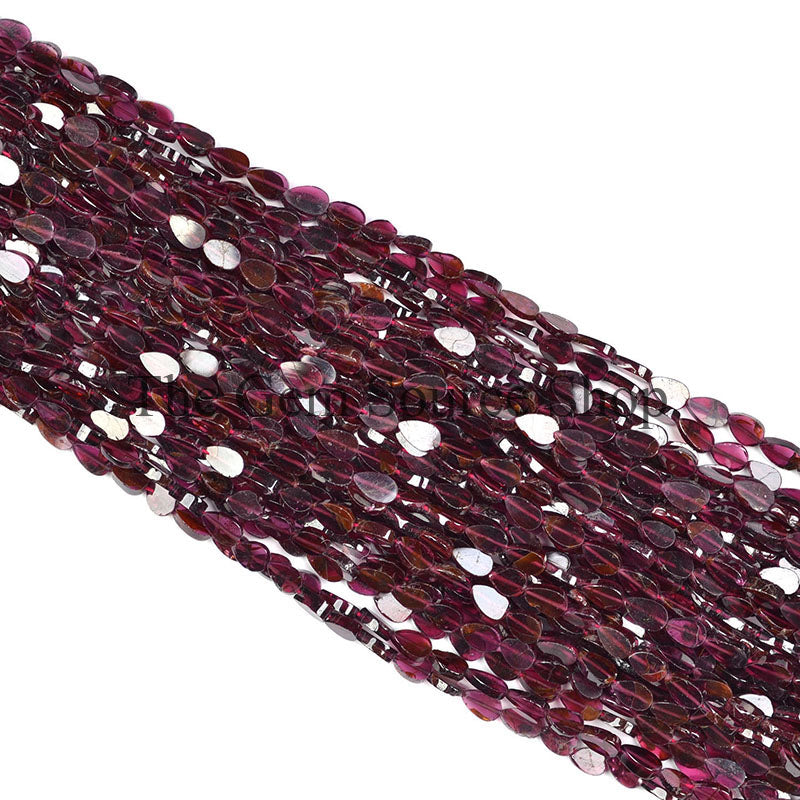 Garnet Smooth Flat Straight Drill Pear Shape Gemstone Beads TGS-0085