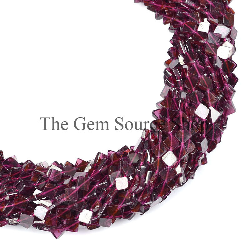 Garnet Smooth Beads, Plain Flat Garnet Beads, Garnet Square Beads, Garnet Gemstone Beads