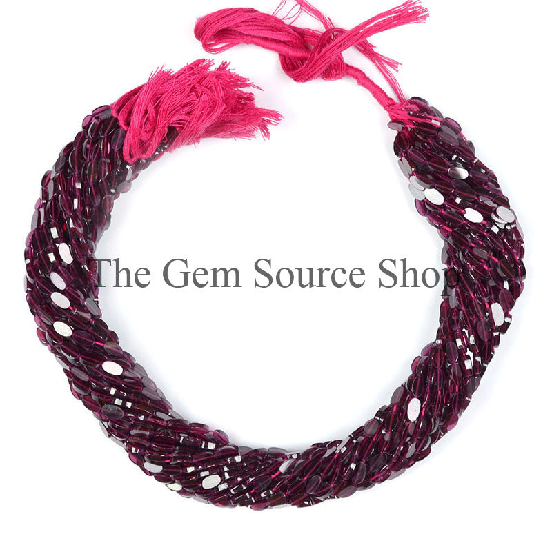Garnet Smooth Flat Oval Shape Beads For Jewelry TGS-0090