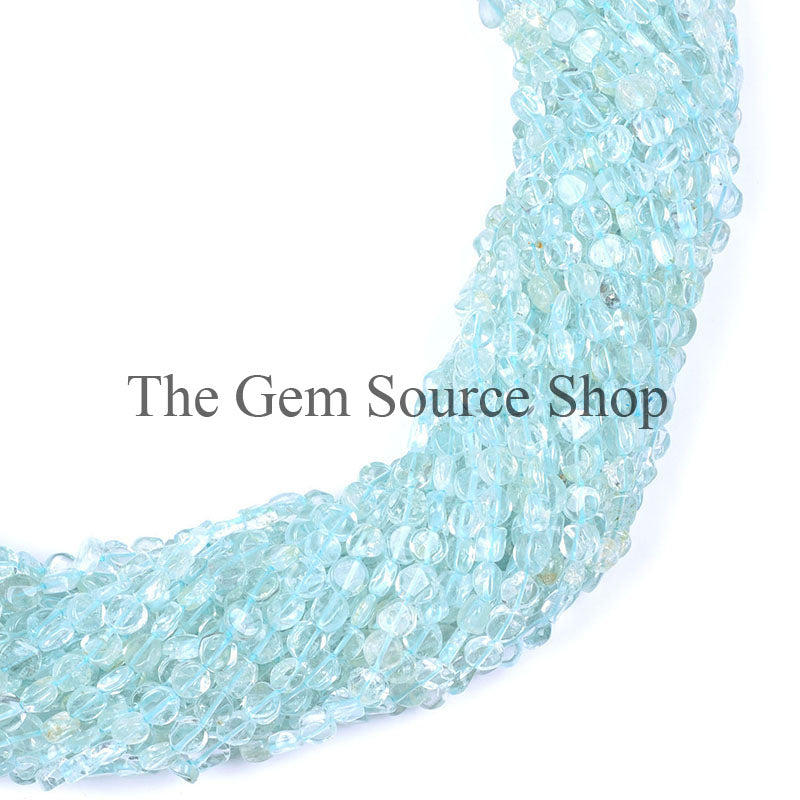 Aquamarine Beads, Smooth Coin Shape Beads, Plain Aquamarine Beads, Gemstone Beads