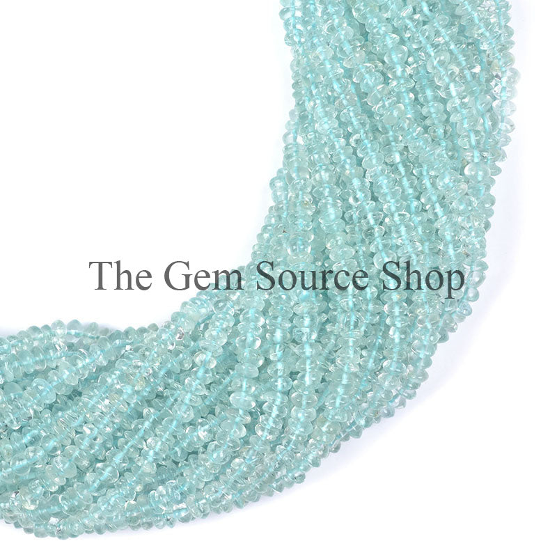 4-6mm Aquamarine Beads, Smooth Button Shape Beads, Plain Aquamarine Beads, Gemstone Beads