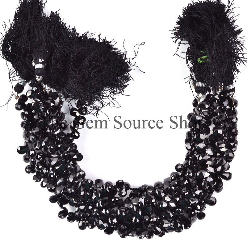Black Spinel Beads, Black Spinel Pear Shape Beads, Black Spinel Faceted Beads, Black Spinel Gemstone Beads