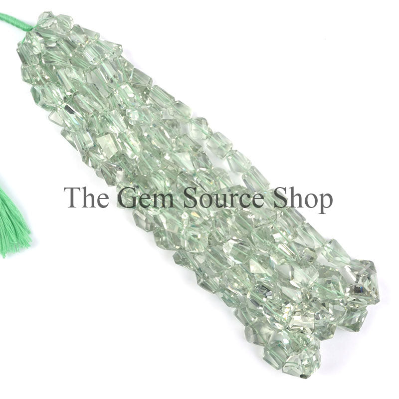 Green Amethyst Beads, Green Amethyst Nugget Shape Beads, Green Amethyst Faceted Beads, Green Amethyst Gemstone Beads