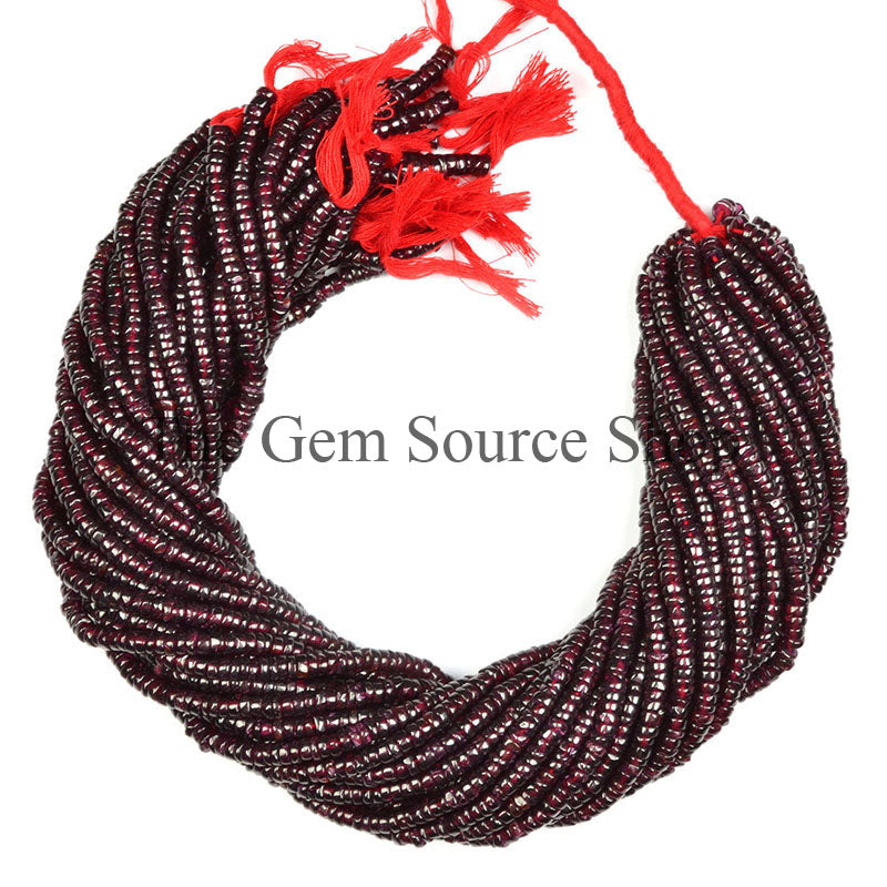 Garnet Plain Tyre Shape Gemstone Beads