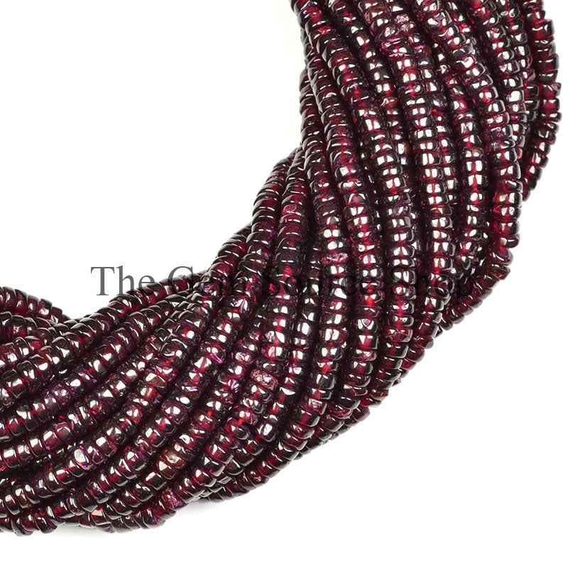 Garnet Plain Tyre Shape Gemstone Beads